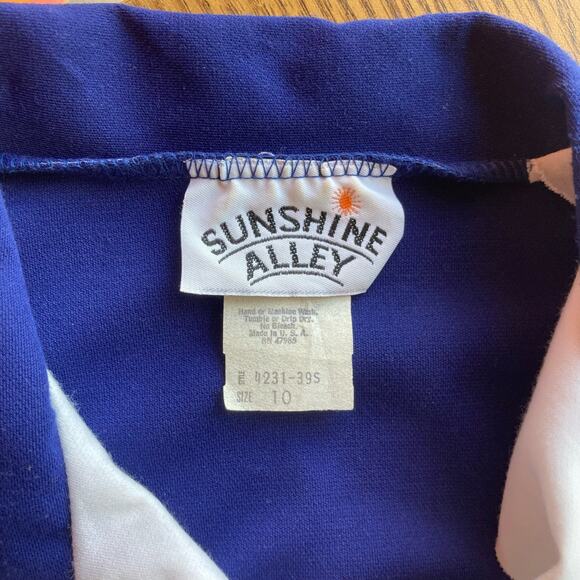 70s VTG Sunshine Alley blue, red and white Blouson Dress size 8 - Picture 7 of 8